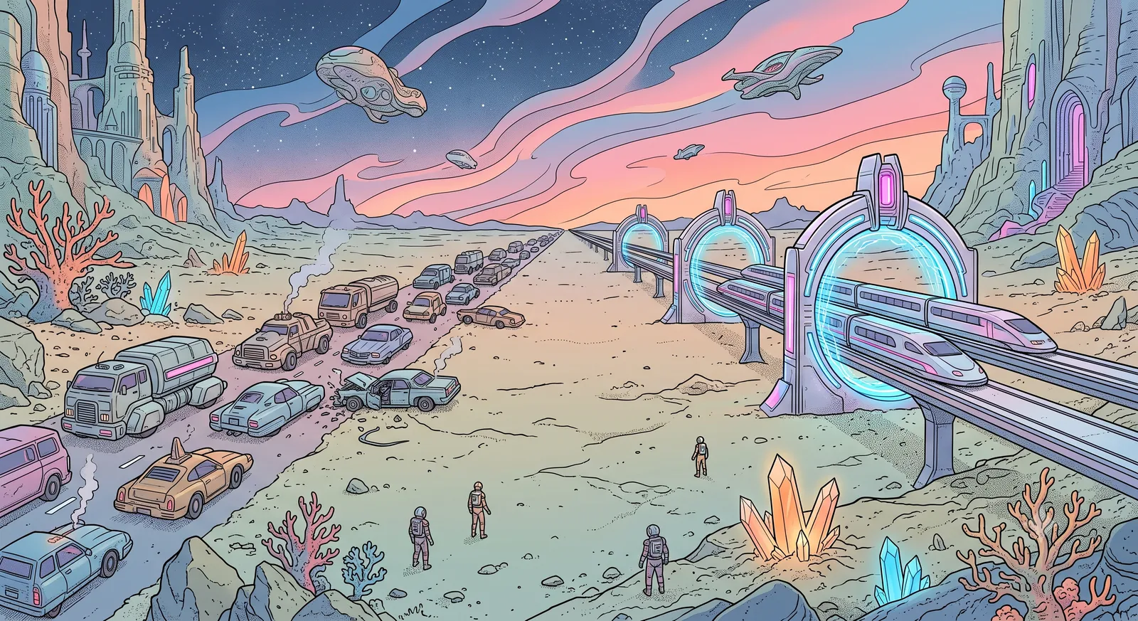 Cover illustration: surreal landscape featuring a chaotic, congested flaky testing bottleneck and a sleek, automated validation tiers express lane